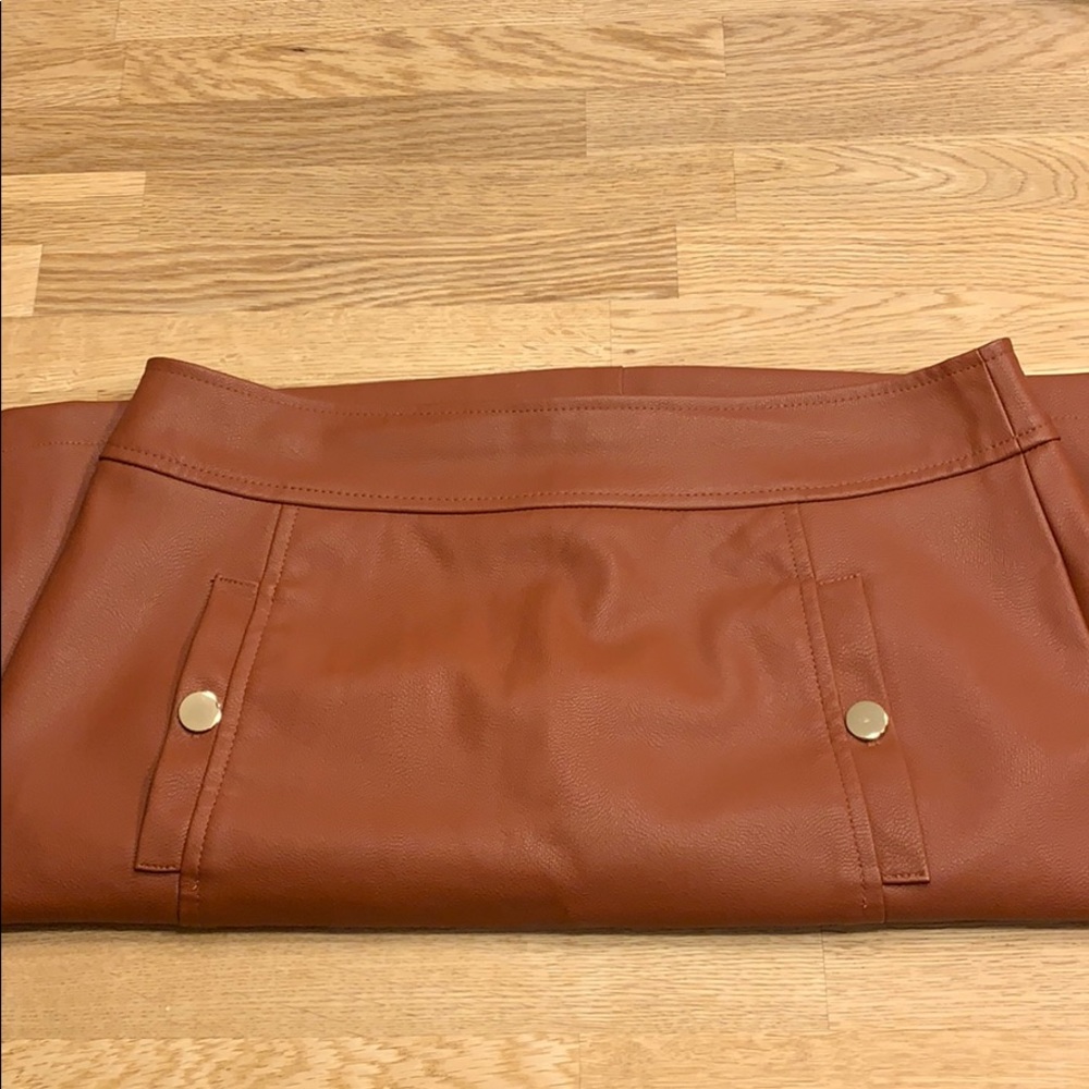 Faux Tan Leather Skirt
